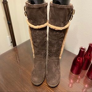 Brown Winter Tall Pull Up Boots
